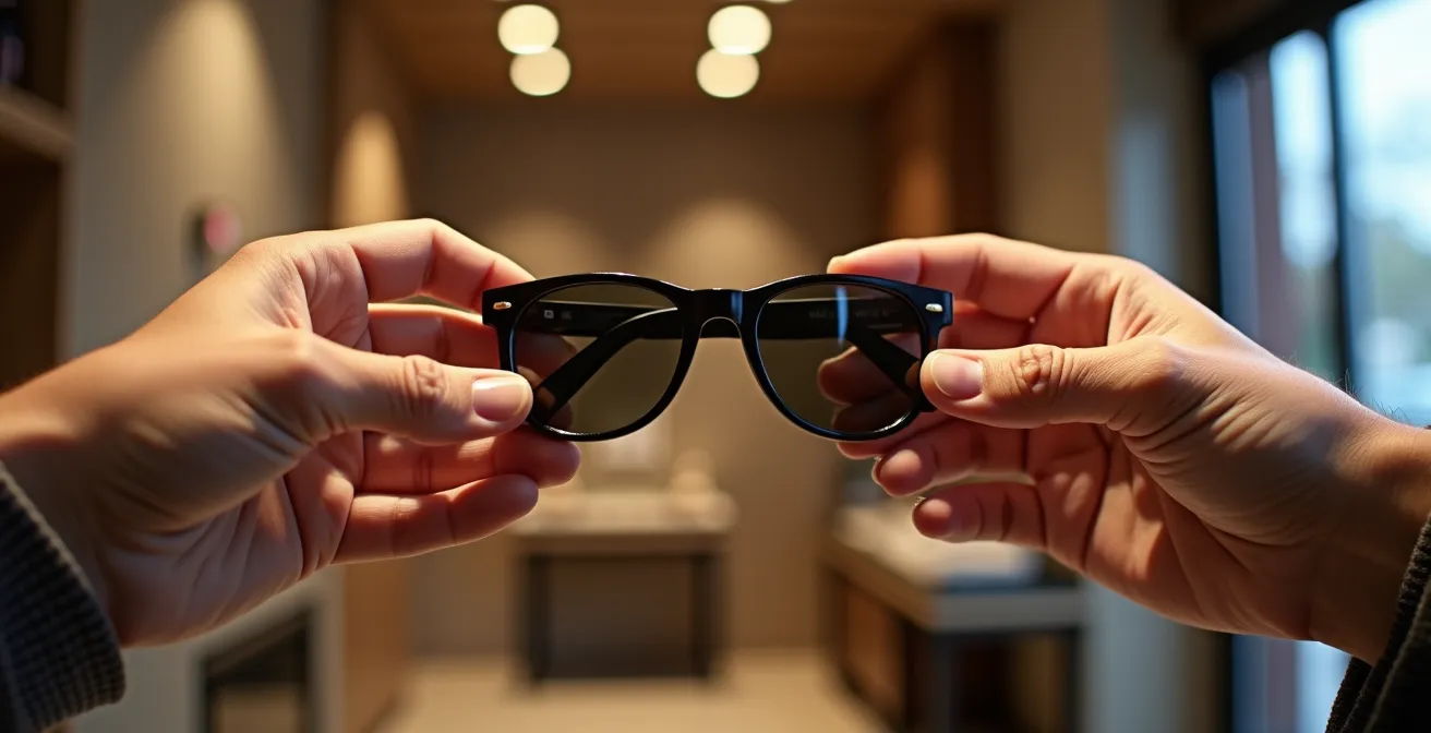 Comparaison tactile entre différentes qualités de montures de lunettes